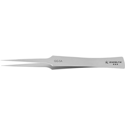 Excelta GG-SA - 3-Star Long Tapered Tip Medium Point Tweezers - Stainless Steel - 5"