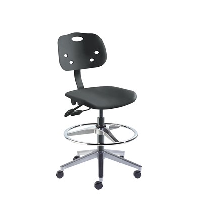BioFIt GGA-H-RC-T-AFP-XA-06-BLK ArmorSeat Series Chair w/22" adjustable Footring - 21" - 31" - Black Powder Coated - Black Polyproplene