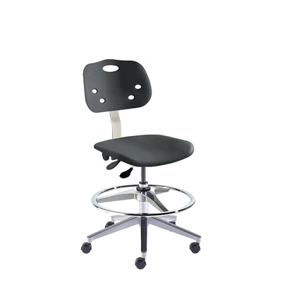 BioFIt GGA-H-RC-T-AFP-XA-C-BLK ArmorSeat Series Chair w/22" adjustable Footring - 21" - 31" - Chrome Plated - Black Polyproplene