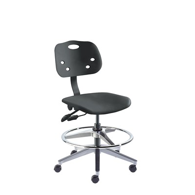 BioFIt GGA-M-RC-T-AFP-XA-06-BLK ArmorSeat Series Chair w/22" adjustable Footring - 18" - 25" - Black Powder Coated - Black Polyproplene