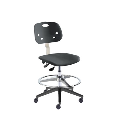 BioFIt GGR-H-RC-T-AFP-XA-C-BLK ArmorSeat Series Chair w/22" adjustable Footring - 21" - 31" - Chrome Plated - Black Polyproplene