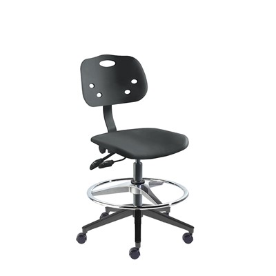BioFIt GGR-M-RC-T-AFP-XA-06-BLK ArmorSeat Series Chair w/22" adjustable Footring - 18" - 25" - Black Powder Coated - Black Polyproplene