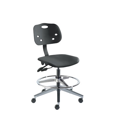 BioFIt GGW-M-RC-T-AFP-XA-06-BLK ArmorSeat Series Chair w/22" adjustable Footring - 18" - 25" - Black Powder Coated - Black Polyproplene
