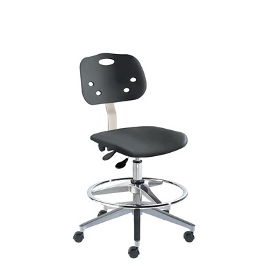 BioFIt GGW-M-RC-T-AFP-XA-C-BLK ArmorSeat Series Chair w/22" adjustable Footring - 18" - 25" - Chrome Plated - Black Polyproplene
