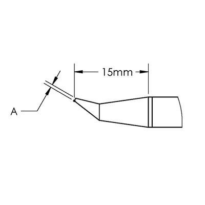 Metcal GTC-CN1505R - GT Series Soldering Cartridge - Conical - Bent - Reach - (Ø X L) 0.5 x 15.0mm