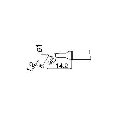 Hakko T31-02BC1 - T31 Series Soldering Tip Cartridge - Slanted Cone - 752°F (400°C) - 0.1 mm x 14.2 mm