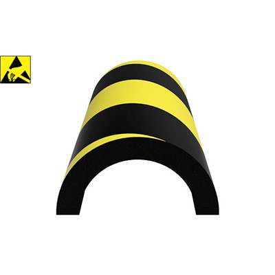 Ergomat HCPB100-ESD-BK - Half-Circle Pipe Bumper ESD - 3' 3" - Black/Yellow