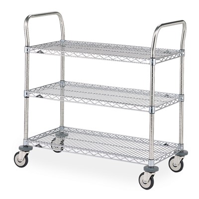 InterMetro Industries (Metro) MW712 - MW Series Standard-Duty Utility Cart - 3 Stainless Steel Wire Shelves & 2 Stainless Steel Handles - 24" x 36"