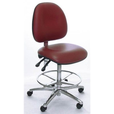 Industrial Seating AE20M-ST-VCR-261 - 20M Series Bench-Height Clean Room Chair - Vinyl - Burgundy