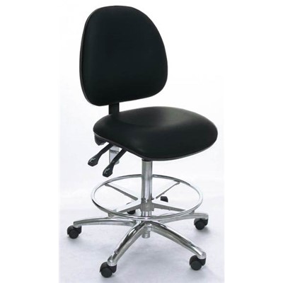 Industrial Seating AE20M-ST-VCR-251 - 20M Series Bench-Height Clean Room Chair - Vinyl - Black