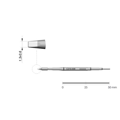 JBC Tools C210-008 - C210 Series Cartridge - Chisel - 1.3 mm x 0.6 mm