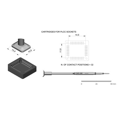 JBC Tools C245-248 - C245 Series Cartridge - PLCC - Extended Life - 11.9 mm x 14.5 mm