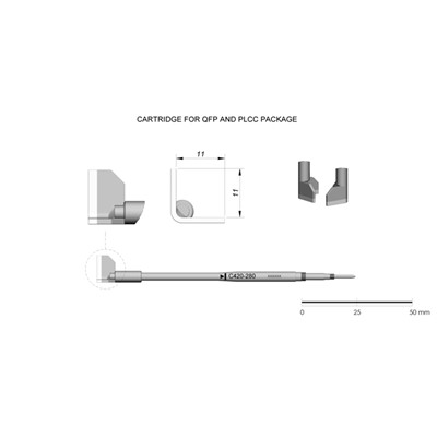 JBC Tools C420-280 - C420 Series Cartridge - QFP/PLCC - Angle - 11.0 mm