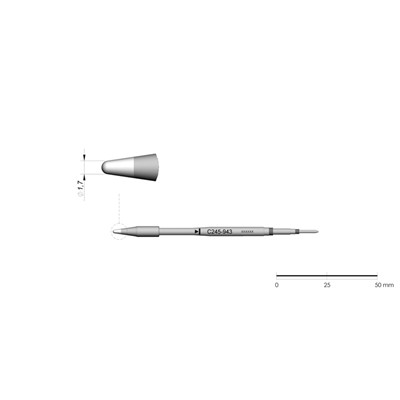 JBC Tools C245-943 - C245 Series Cartridge - Conical - Extended Life - 1.7 mm