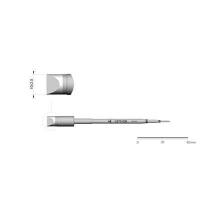 JBC Tools C470-006 - C470 Series Cartridge - Chisel - Extended Life - 10.0 mm x 2.5 mm