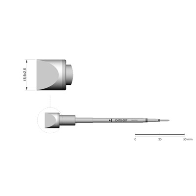 JBC Tools C470-007 - C470 Series Cartridge - Chisel - Extended Life - 15.5 mm x 2.0 mm