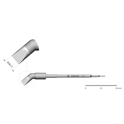 JBC Tools C470-018 - C470 Series Cartridge - Chisel - Curved - Extended Life - 8.9 mm x 1.7 mm