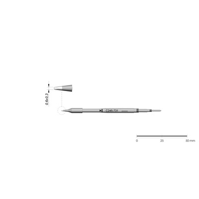 JBC Tools C245-731 - C245 Series Cartridge - Chisel - Extended Life - 0.6 mm x 0.3 mm