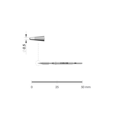 JBC Tools C105-106 - C105 Series Cartridge - Conical - 0.5 mm