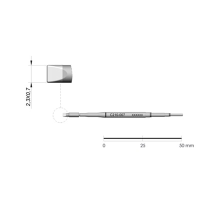 JBC Tools C210007 - C210 Series Cartridge - Chisel - 2.3 mm x 0.7 mm