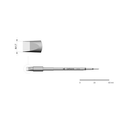 JBC Tools C470-015 - C470 Series Cartridge - Chisel - Extended Life - 6.0 mm x 1.7 mm