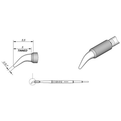 JBC Tools C120-012 - C120 Series Cartridge - Curved - 5.5 mm