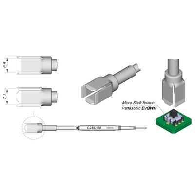 JBC Tools C245-136 - C245 Series Cartridge for Desoldering Micro Stick Switches - Special - 12 mm