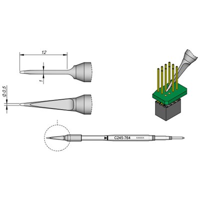 JBC Tools C245-764 - C245 Series Cartridge - Fine Pitch - 0.5 mm