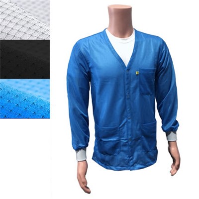 Transforming Technologies ESD Jacket - V-Neck - Knit Cuff - Black