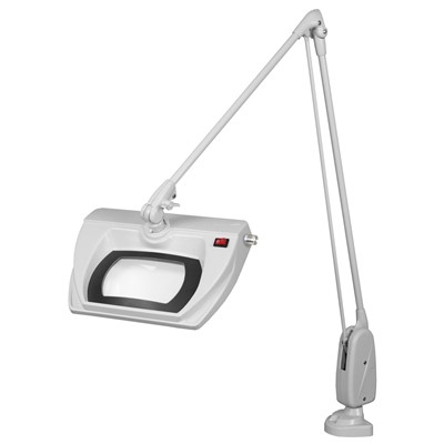 Dazor L1508-5-DG - Stretchview Series LED Magnifier - 5-Diopter - 43" Reach - Classic Arm - Clamp Base - Daylight Light Color - Dove Gray