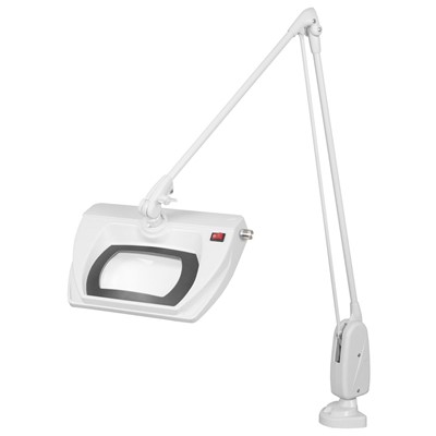 Dazor L1508-5-WH - Stretchview Series LED Magnifier - 5-Diopter - 43" Reach - Classic Arm - Clamp Base - Daylight Light Color - White