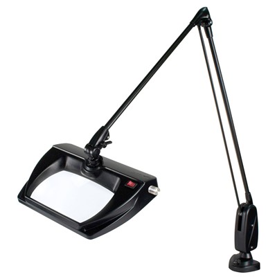 Dazor L1508-BK - Stretchview Series LED Magnifier - 3-Diopter - 43" Reach - Classic Arm - Clamp Base - Daylight Light Color - Black