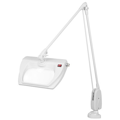 Dazor L1508-WH - Stretchview Series LED Magnifier - 3-Diopter - 43" Reach - Classic Arm - Clamp Base - Daylight Light Color - White