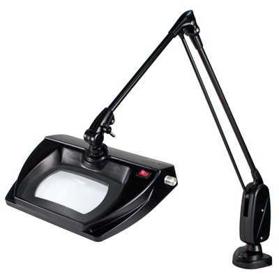 Dazor L1509-5-BK - Stretchview Series LED Magnifier - 5-Diopter - 33" Reach - Classic Arm - Clamp Base - Daylight Light Color - Black