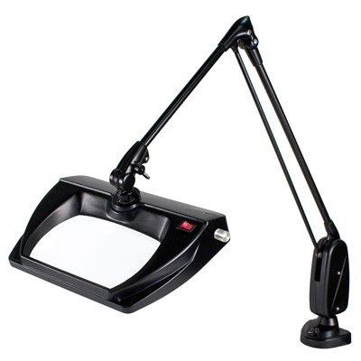 Dazor L1509-BK - Stretchview Series LED Magnifier - 3-Diopter - 33" Reach - Classic Arm - Clamp Base - Daylight Light Color - Black