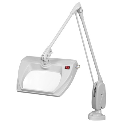 Dazor L1509-DG - Stretchview Series LED Magnifier - 3-Diopter - 33" Reach - Classic Arm - Clamp Base - Daylight Light Color - Dove Gray
