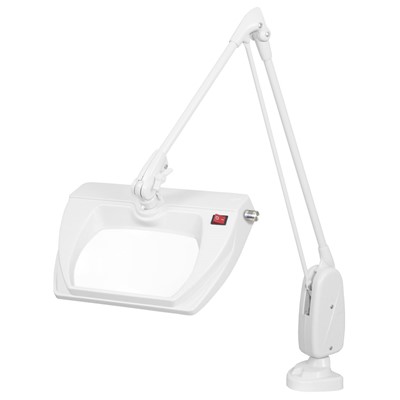 Dazor L1509-WH - Stretchview Series LED Magnifier - 3-Diopter - 33" Reach - Classic Arm - Clamp Base - Daylight Light Color - White