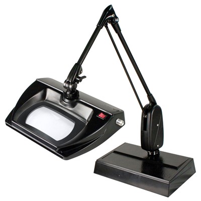 Dazor L1570-5-BK - Stretchview Series LED Magnifier - 5-Diopter - 33" Reach - Classic Arm - Desk Base - Daylight Light Color - Black