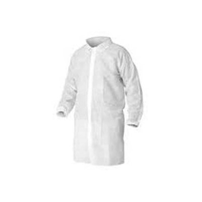 Keystone Safety LC0-WE-NW-HD-LG - Heavy-Duty Polypropylene Lab Coat - Snap Front - Elastic Wrists - Cleanroom Class 7 - Large - White - 30/Case