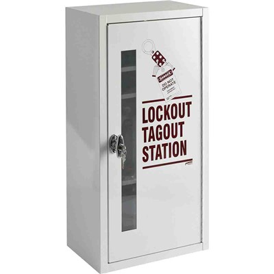 Brady LC977A Lockout Tagout Station - 30.25" H x 15" W x 9.5" D - Wall Mounted - Color: Red on White