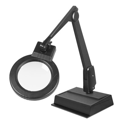 Dazor LMC100-5-BK - Circline Series LED Magnifier - 5-Diopter - 28" Reach - Contemporary Arm - Desk Base - White Light Color - Black