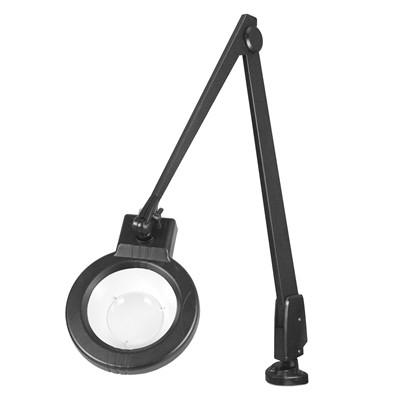 Dazor LMC200-11-BK - Circline Series LED Magnifier - 11-Diopter - 42" Reach - Contemporary Arm - Clamp Base - White Light Color - Black