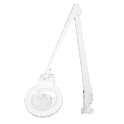 Dazor LMC200-11-WH - Circline Series LED Magnifier - 11-Diopter - 42" Reach - Contemporary Arm - Clamp Base - White Light Color - White