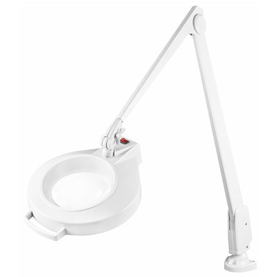 Dazor LMC200-5-WH - Circline Series LED Magnifier - 5-Diopter - 42" Reach - Contemporary Arm - Clamp Base - White Light Color - White