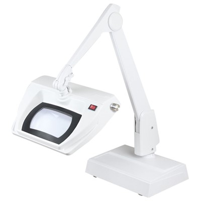 Dazor LMR100-5-WH - Stretchview Series LED Magnifier - 5-Diopter - 28" Reach - Contemporary Arm - Desk Base - Daylight Light Color - White