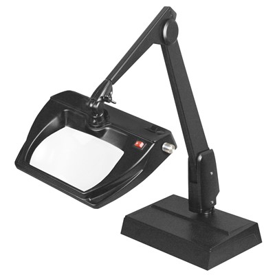 Dazor LMR100-BK - Stretchview Series LED Magnifier - 3-Diopter - 28" Reach - Contemporary Arm - Desk Base - Daylight Light Color - Black