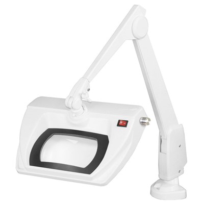 Dazor LMR150-5-WH - Stretchview Series LED Magnifier - 5-Diopter - 28" Reach - Contemporary Arm - Clamp Base - Daylight Light Color - White