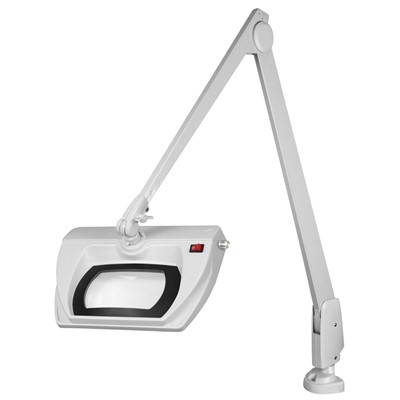 Dazor LMR200-5-DG - Stretchview Series LED Magnifier - 5-Diopter - 42" Reach - Contemporary Arm - Clamp Base - Daylight Light Color - Dove Gray