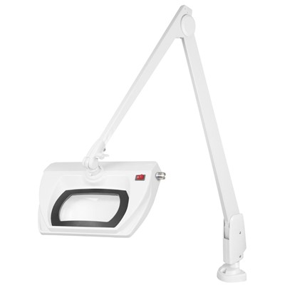 Dazor LMR200-5-WH - Stretchview Series LED Magnifier - 5-Diopter - 42" Reach - Contemporary Arm - Clamp Base - Daylight Light Color - White