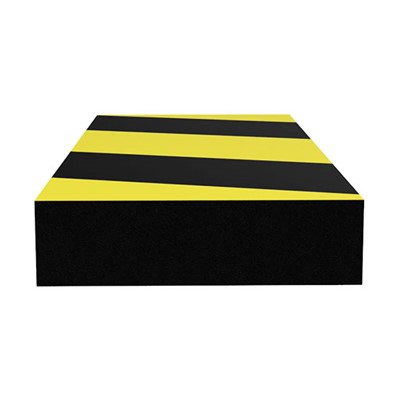Ergomat LRSB120-BK - Large Rectangle Surface Bumper - 48" Long - Black/Yellow Surface on Black Expanded Foam Pad